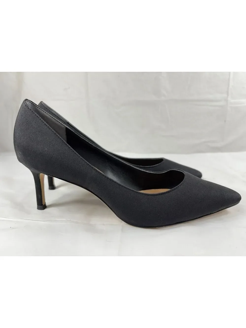 NINA 60-FP Black PEAU Fabric Women’s Pump Dress Shoe Pointy Toe size 6 W
